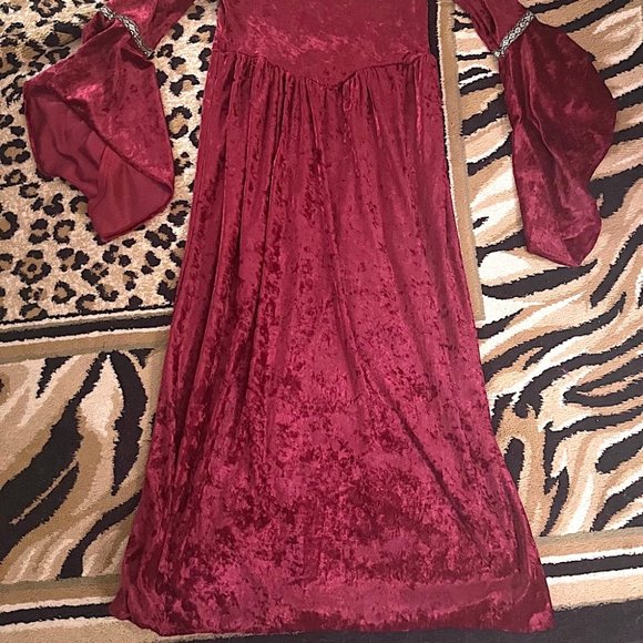 CALIFORNIA COSTUME COLLECTIONS LADY GWENHWYFAR RED LONG SLEEVE DRESS CHILD LARGE - Picture 2 of 4